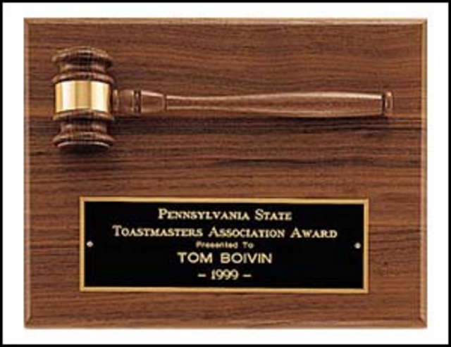 Gavel on Walnut Plaque (Position C, 9"x12")